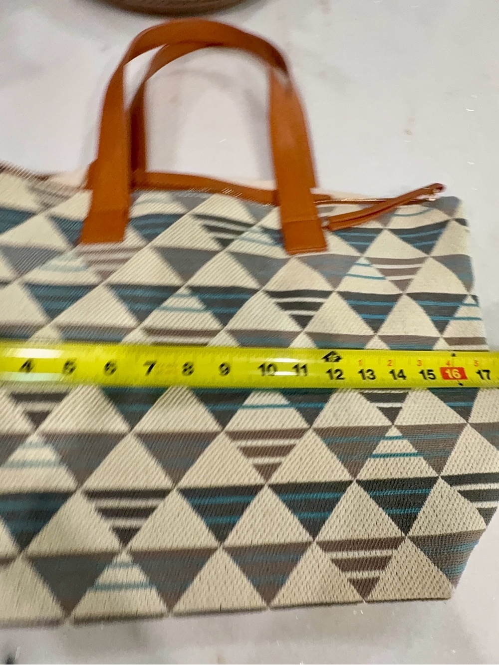 NWOT Moda Luxe Quinn Tote Blue and Neutral Hues Canvas - Picture 9 of 10